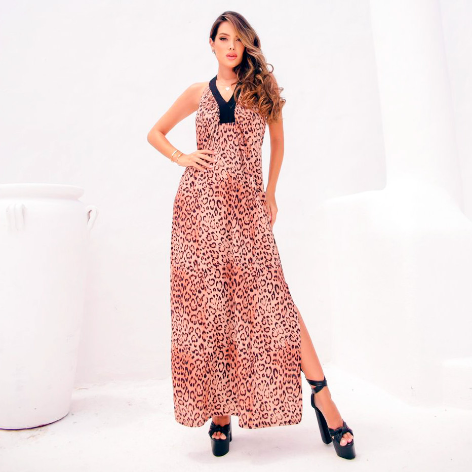 Vestido Animal Print Rosa