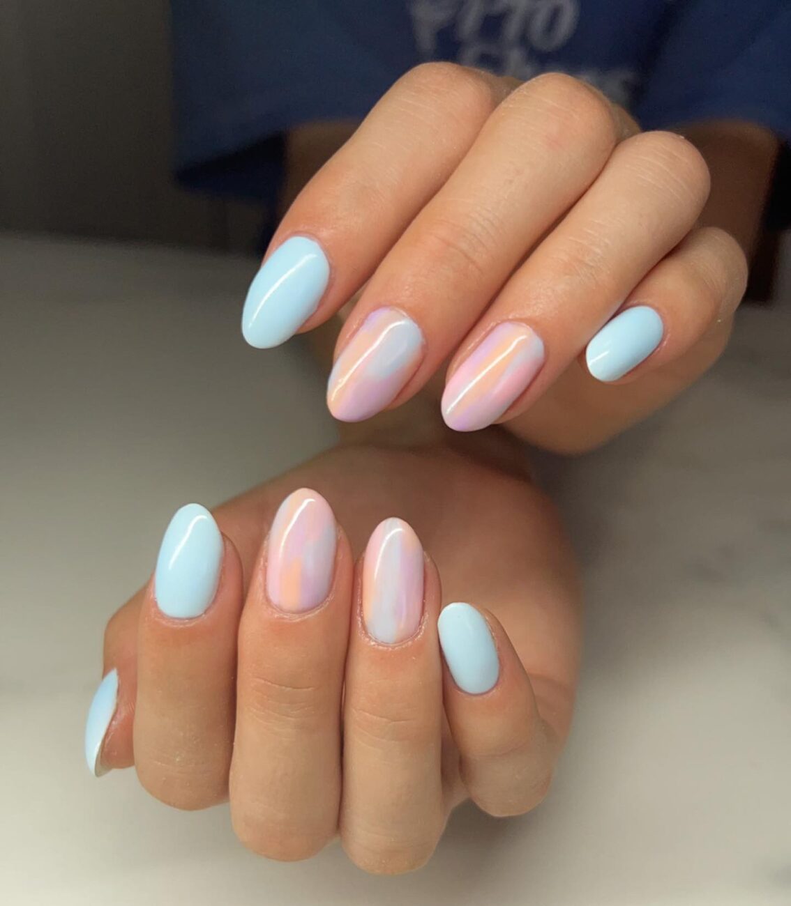 pink and blue nail art