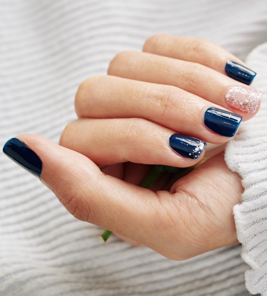 Navy Blue Decorated Nail