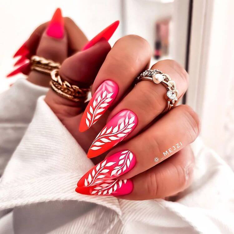 Red And White Decorated Nail