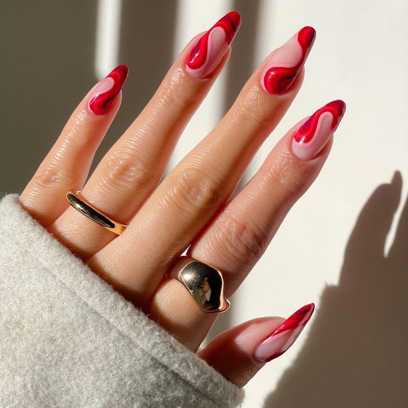 Red Decorated Nails