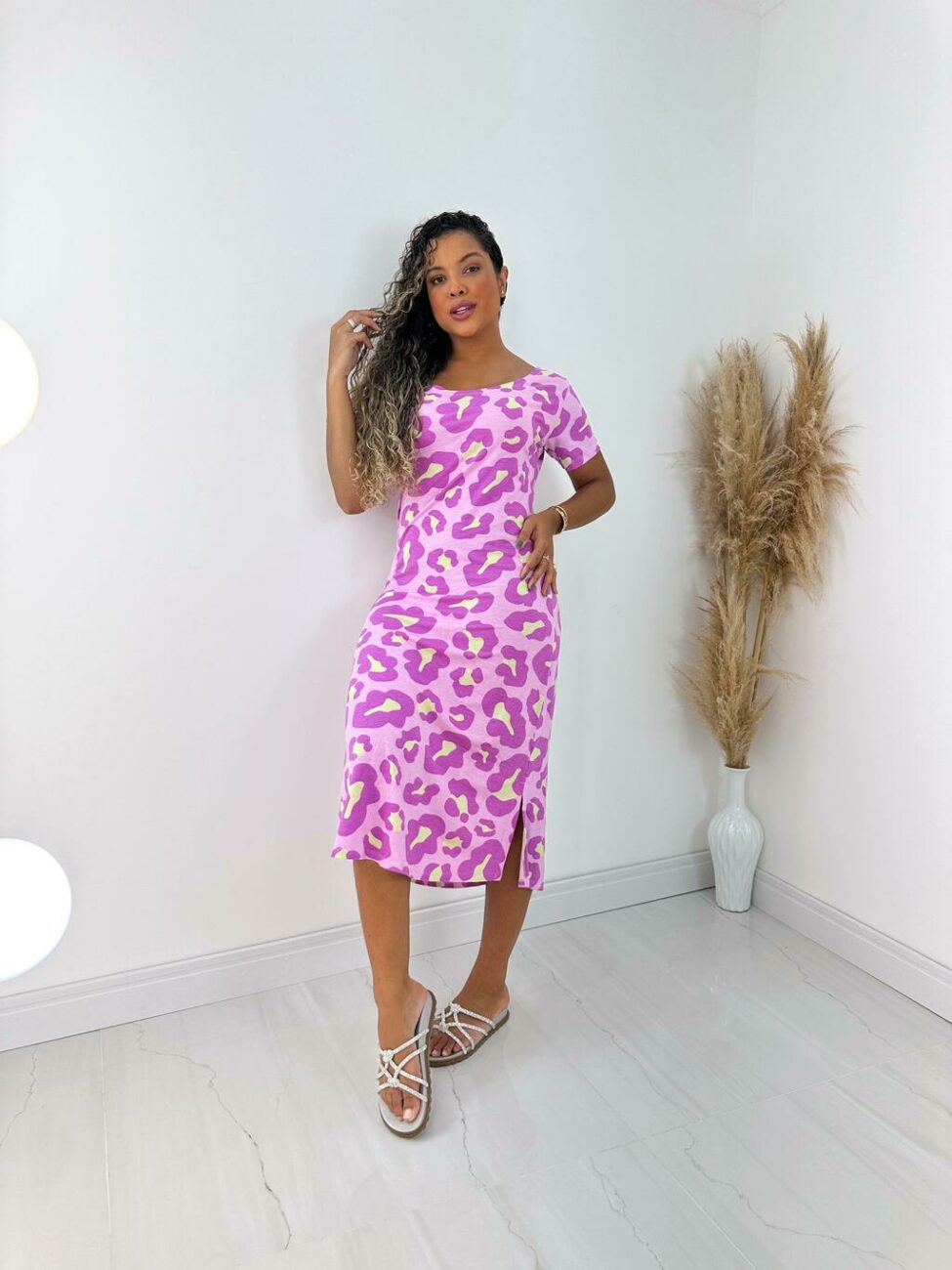 Vestido Animal Print Rosa