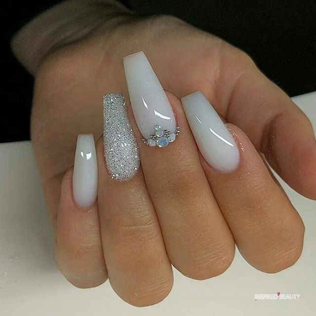 White Decorated Nail