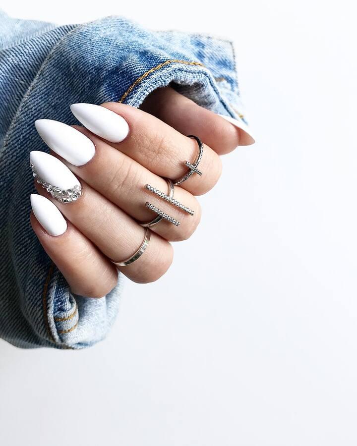 White Decorated Nail