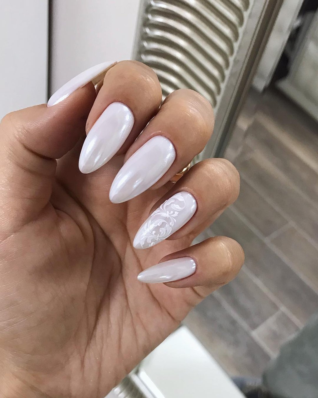 White Decorated Nail