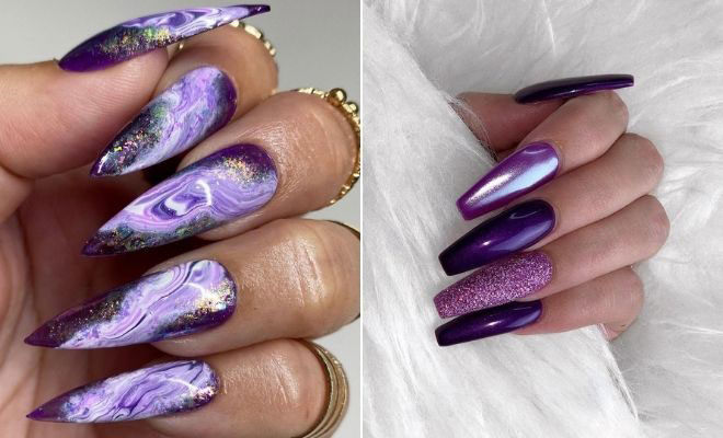 Purple Decorated Nail