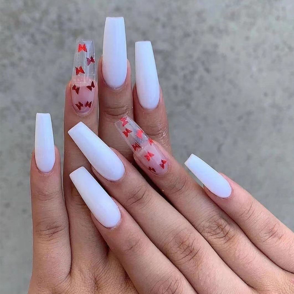 Red And White Decorated Nail