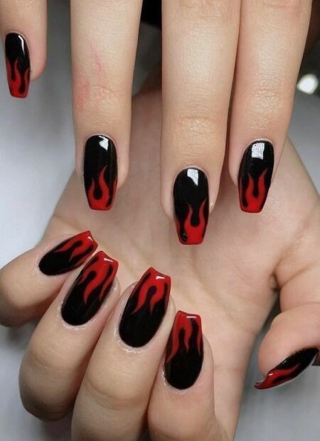 Unhas Decoradas Preto E Vermelho