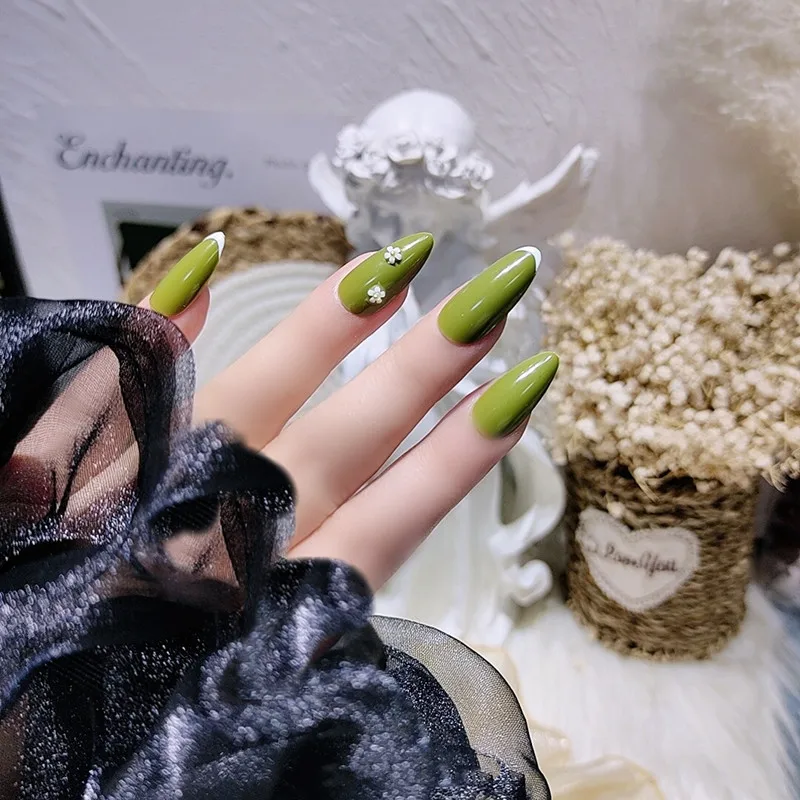 Military Green Decorated Nail