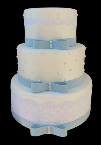 Bolo de Casamento Azul E Branco