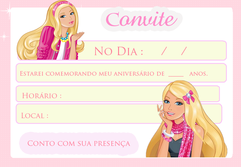 Convite para Festa da Barbie