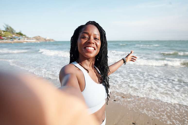 pose para foto na praia