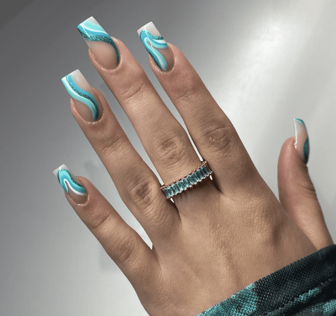 Turquoise Blue Nail Art