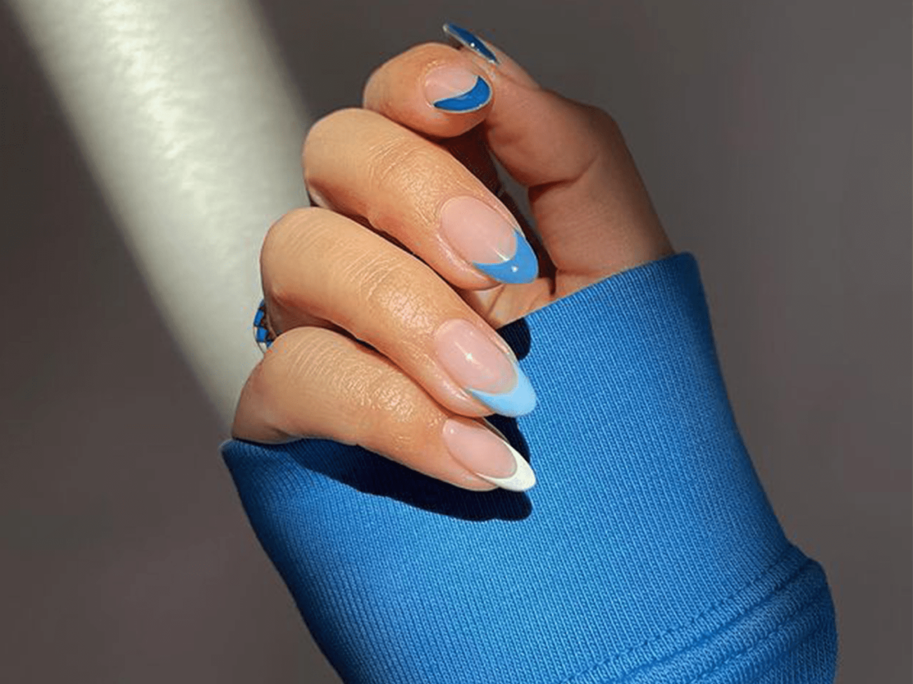 Nail Decorated With Light Blue