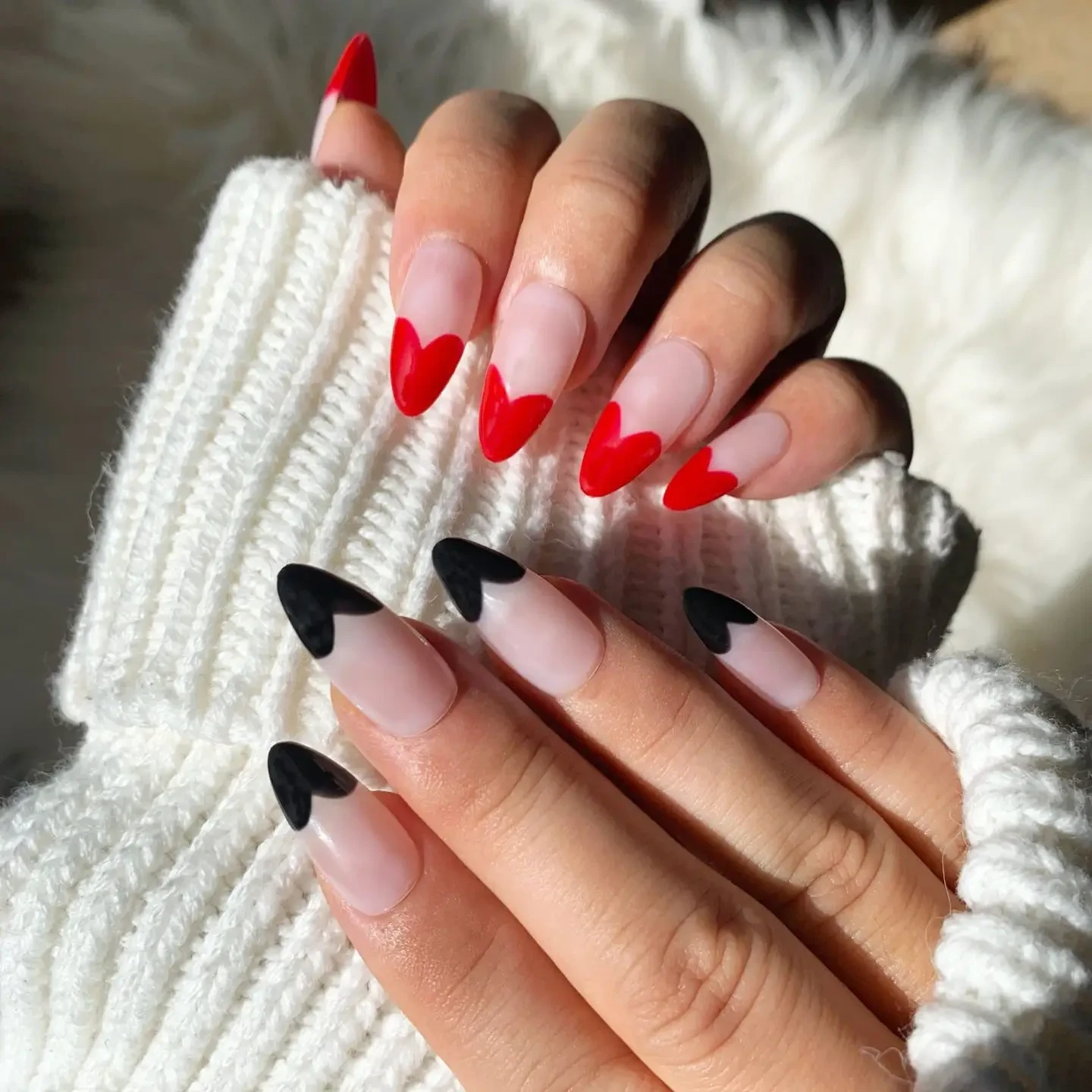 Black And Red Decorated Nails