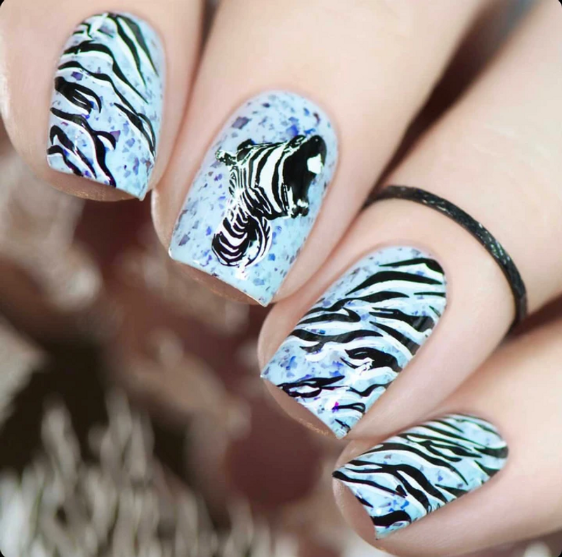 Zebra and Jaguar Decorated Nails