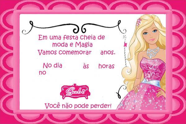 Convite para Festa da Barbie