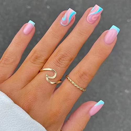 pink and blue nail art