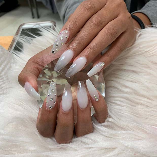 White Decorated Nail