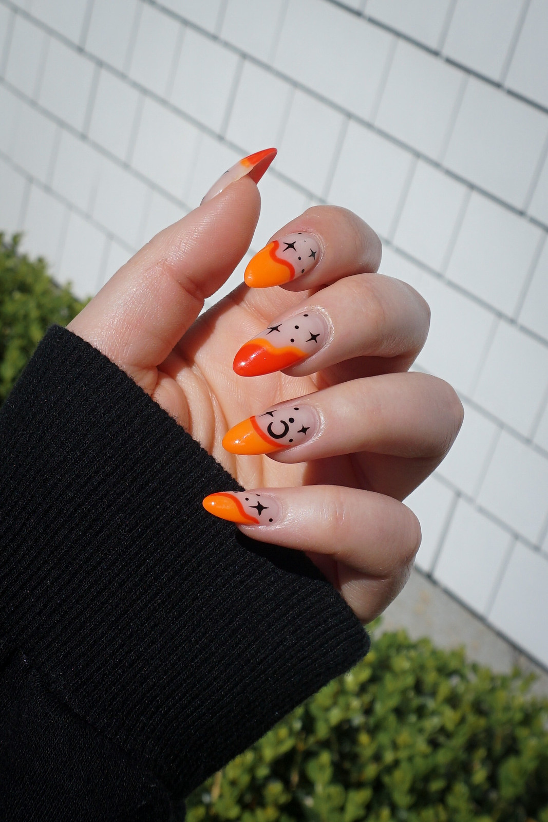 Neon Orange Decorated Nail