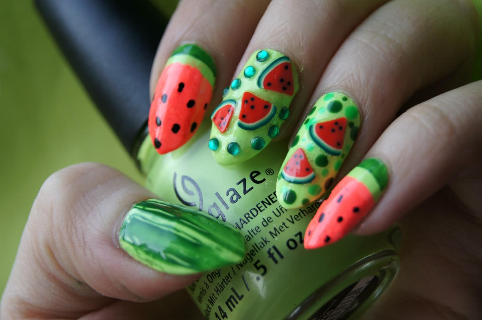 Watermelon Decorated Nail