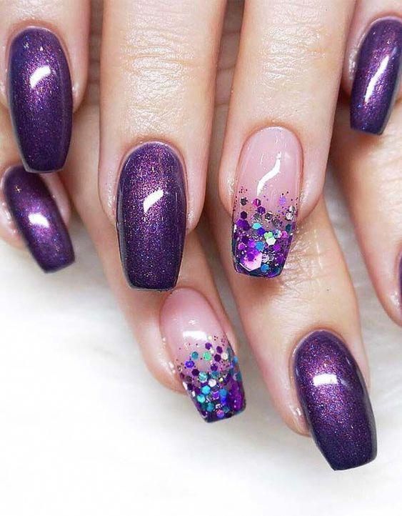 Purple Decorated Nail