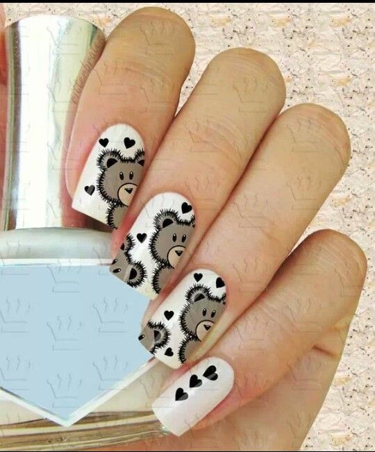 Teddy Bear Decorated Nail