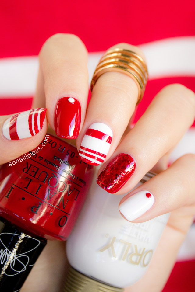 Red And White Decorated Nail