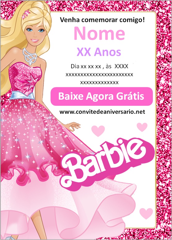 Convite para Festa da Barbie