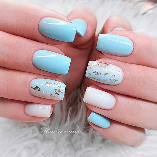 Light Blue Decorated Nail