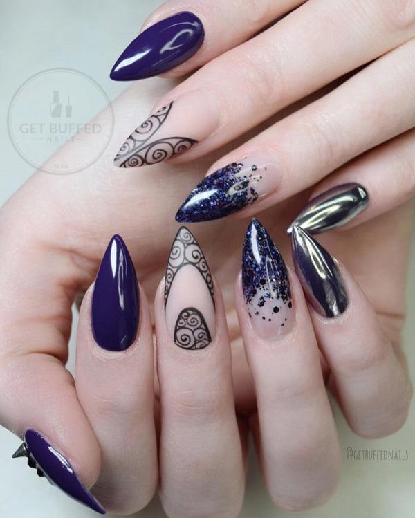 Dark Decorated Nail