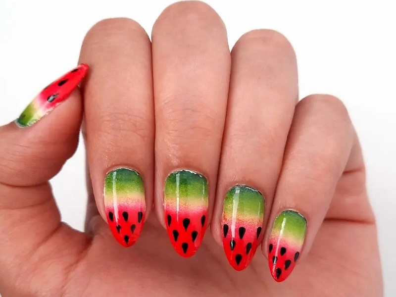 Watermelon Decorated Nail