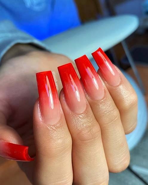 Red And White Decorated Nail