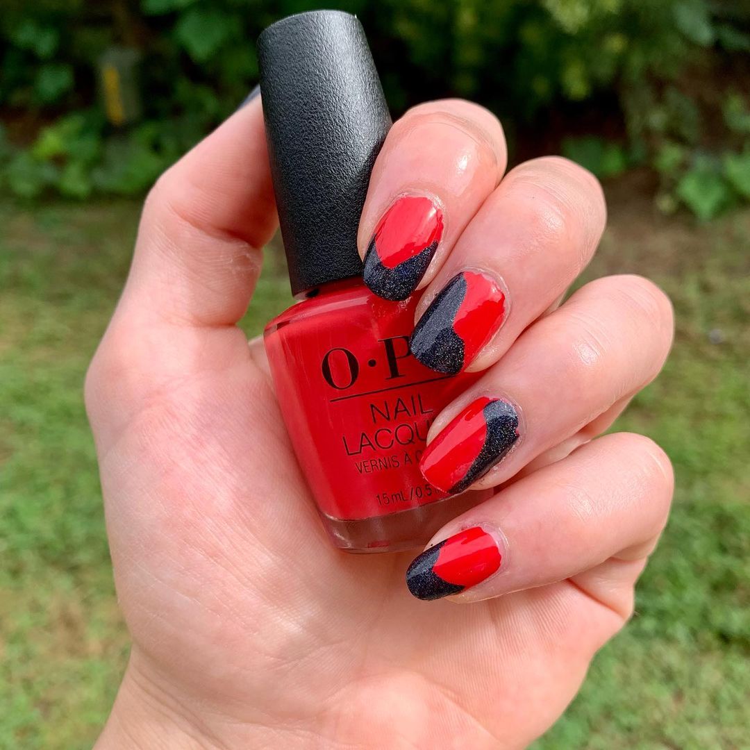 Unhas Decoradas Preto E Vermelho