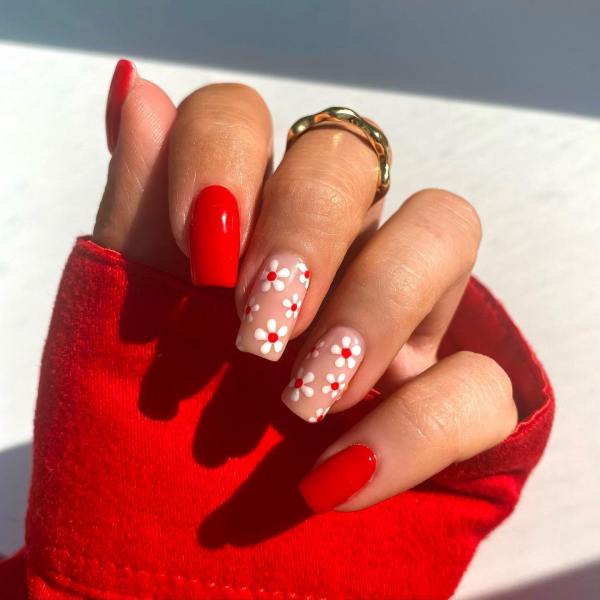 Red Decorated Nails