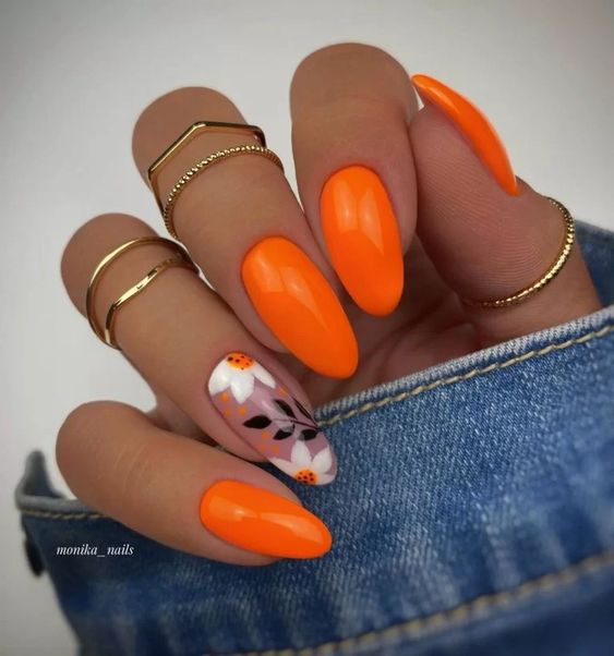 Orange Decorated Nail