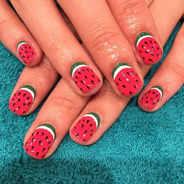 Watermelon Decorated Nail