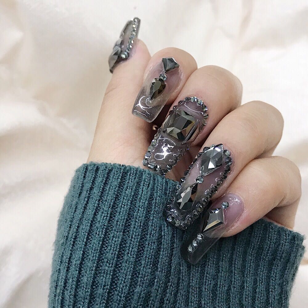 Black Decorated Nail