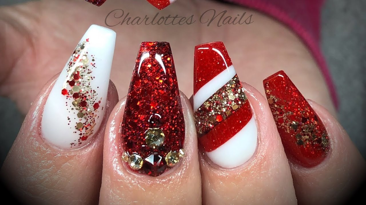 Red And White Decorated Nail