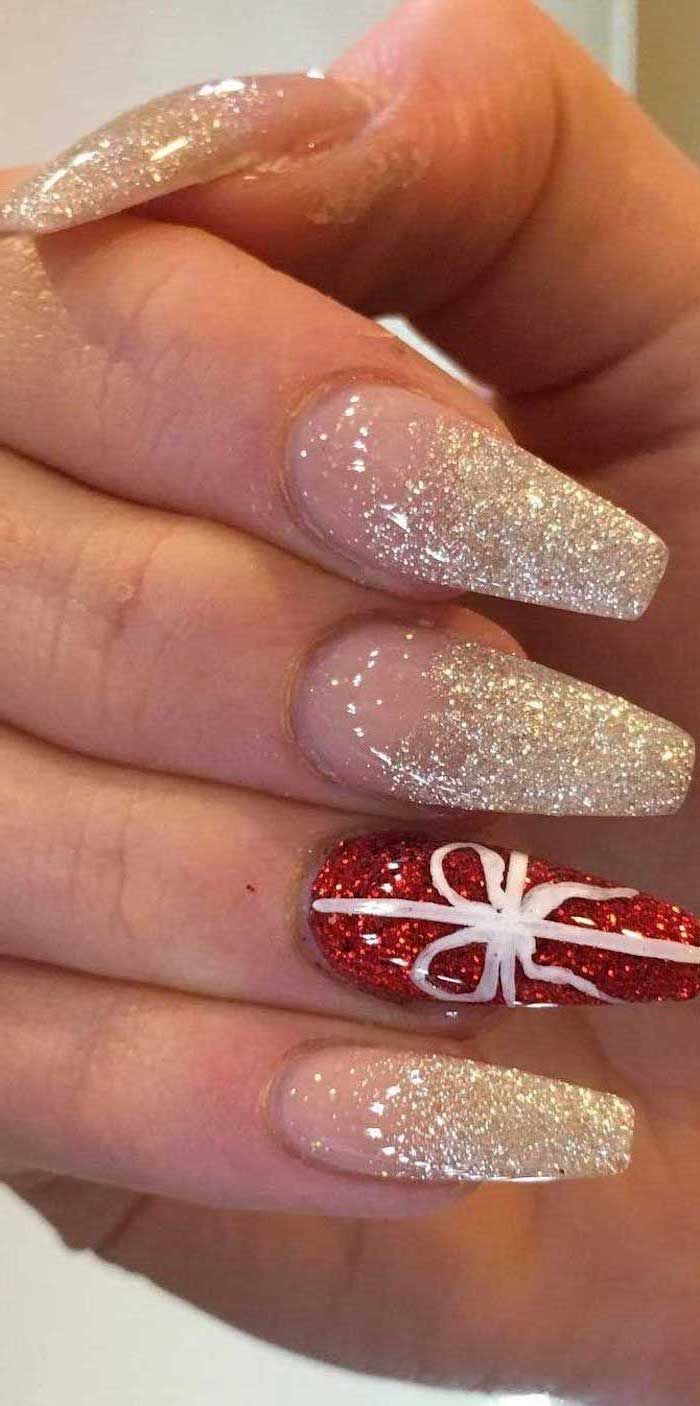 Red And Gold Decorated Nail