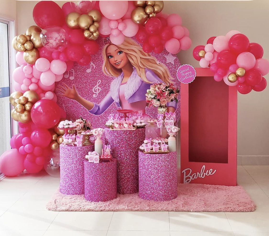 Decoração de festa da barbie