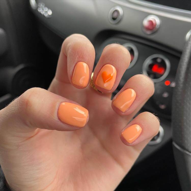 Neon Orange Decorated Nail