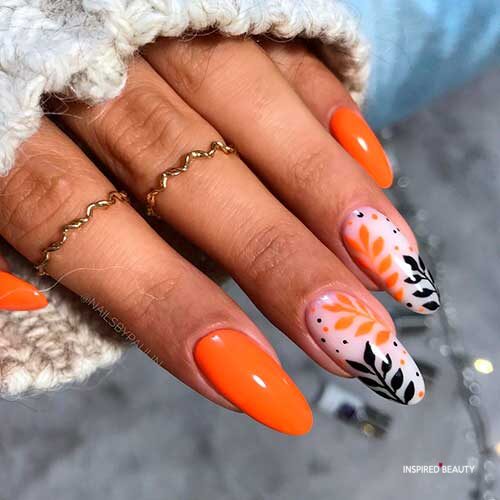 Orange Decorated Nail