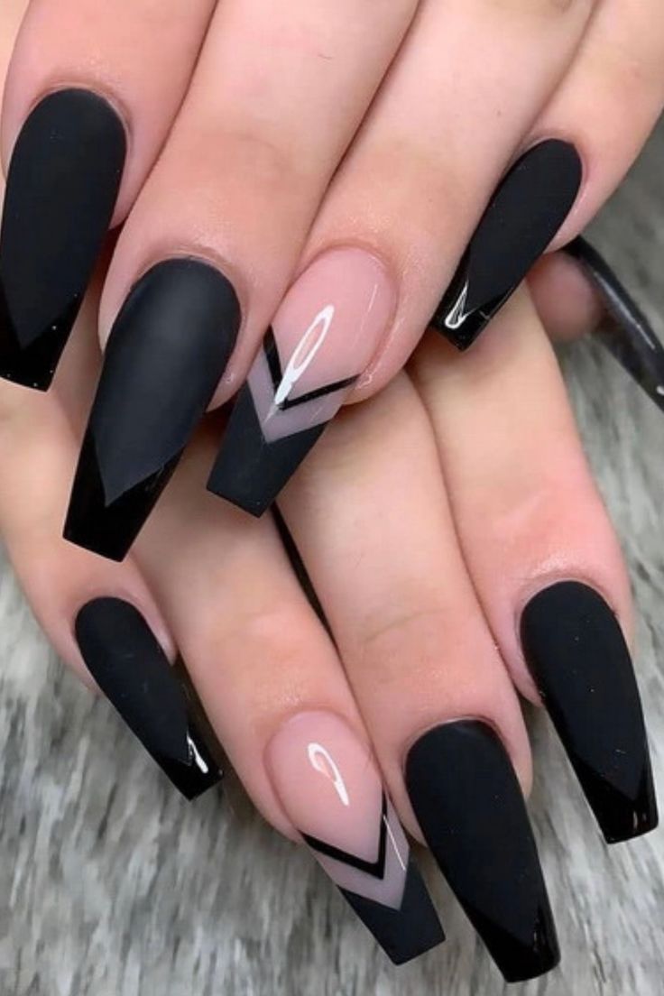 Black Decorated Nail