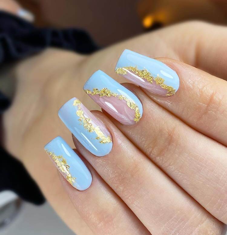 Light Blue Decorated Nail