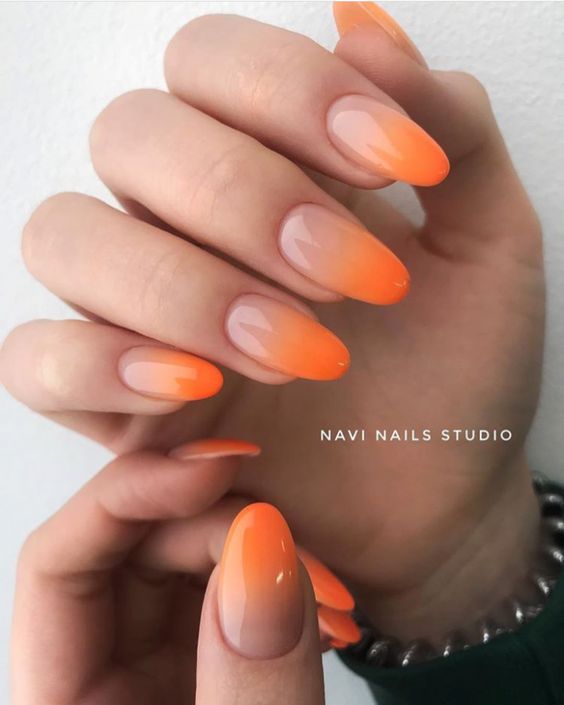 Neon Orange Decorated Nail