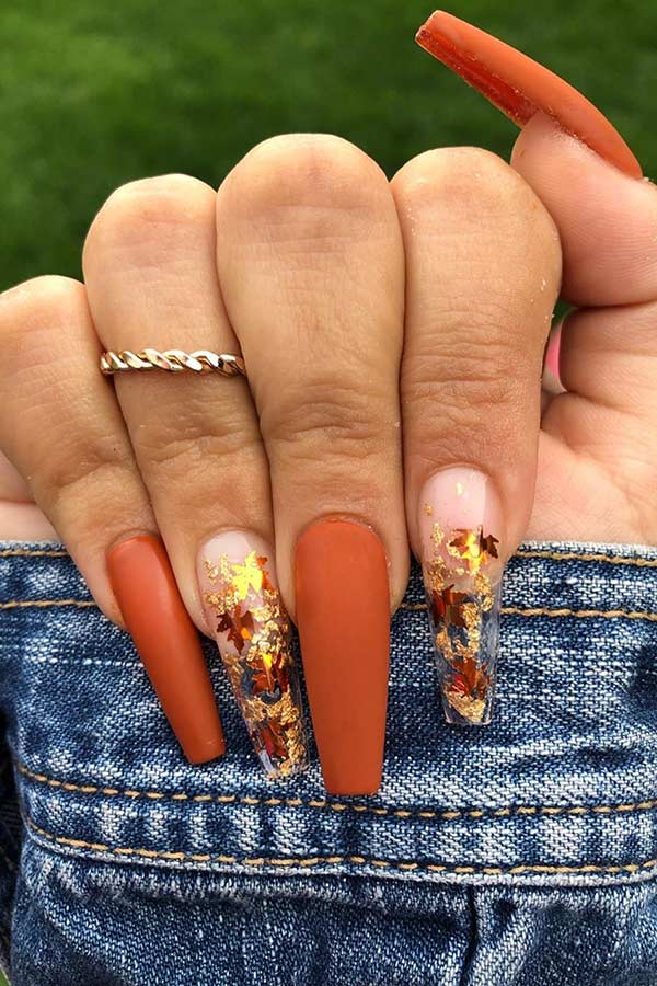 Orange Decorated Nail