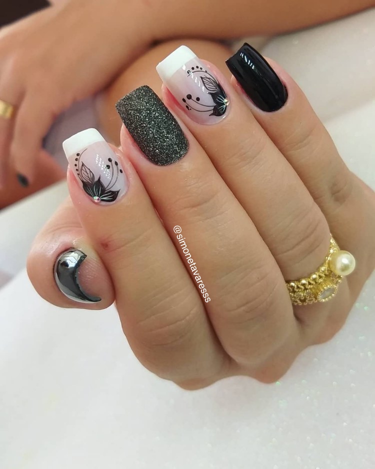 Unhas Decoradas Em Preto E Branco