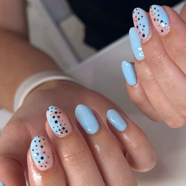 Light Blue Decorated Nail