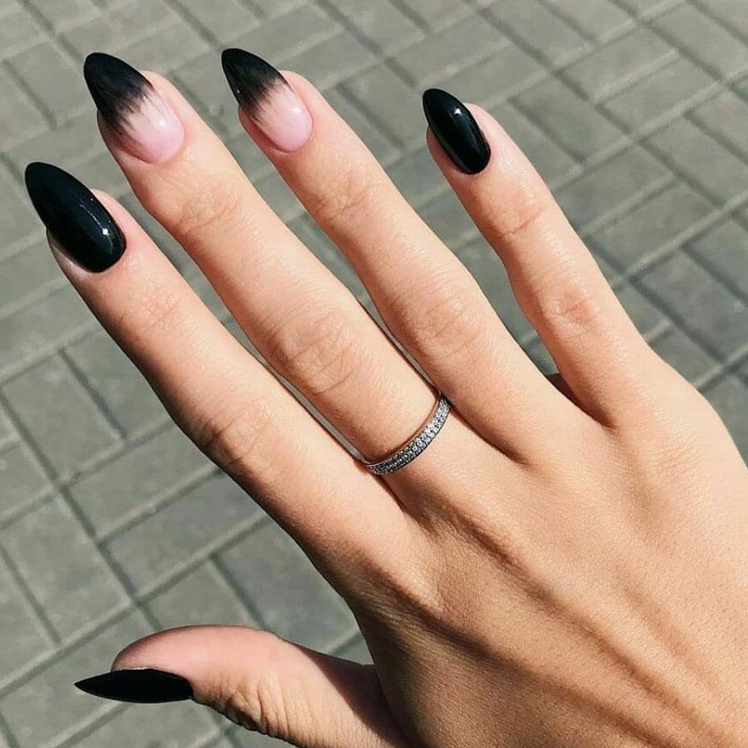 Black Decorated Nail